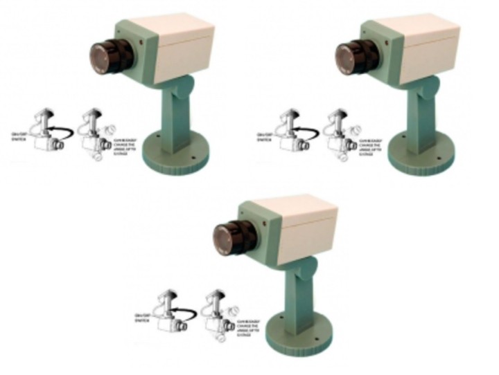3 telecamera dissuasiva finta motorizzata + led lampeggiante + supporto jr international - 1