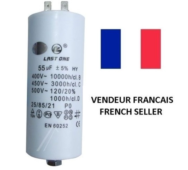 55Uf capacitor 55mf 55 micro farad 400v 450v 500v 50/60 hz condo boot engine pod cddem450v55mf jr international - 2