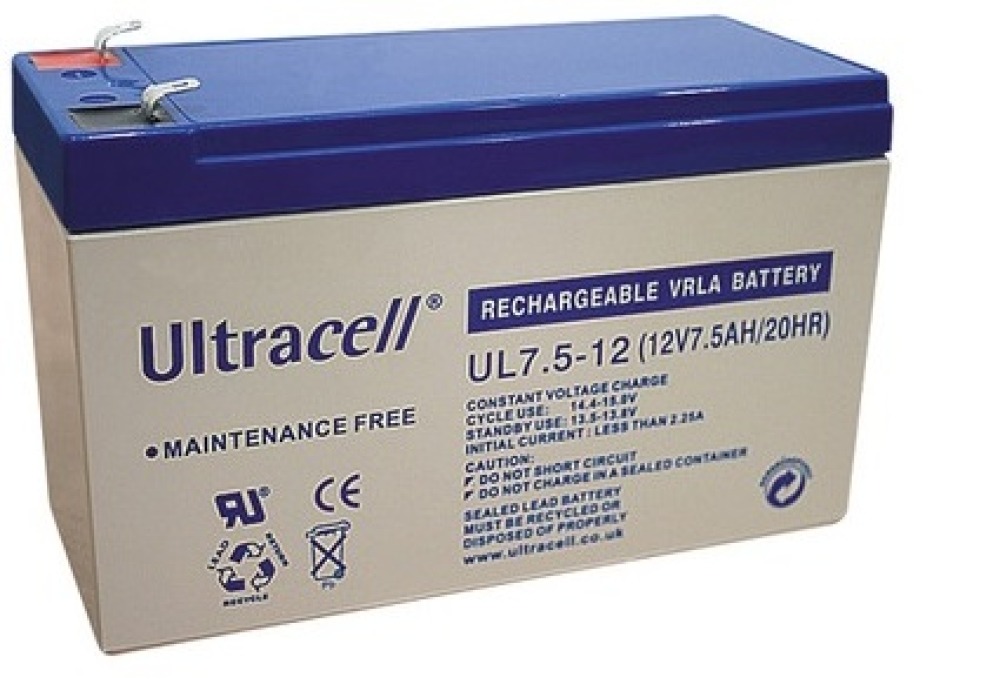 Bateria recargable 12v 7.5ah accu plomo gel solar accumulador estanco 6a 6,5ah 7ah 7.2ah 7.5a ultracell - 1