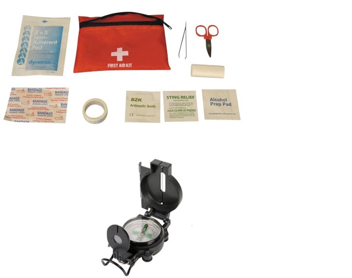 Hq metal liquid compass military look and kit first aid kit medical care pharmacy gauze bandage scissors scotch alcohol lag171.4