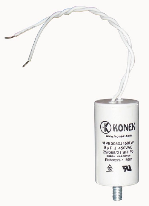 CBB60 AC 450V 50/60Hz 5uF 2 Wire Cylinder Polypropylene Film Capacitor 5 mf micro farad 5?f wire cable 400v 450v 500v motor star