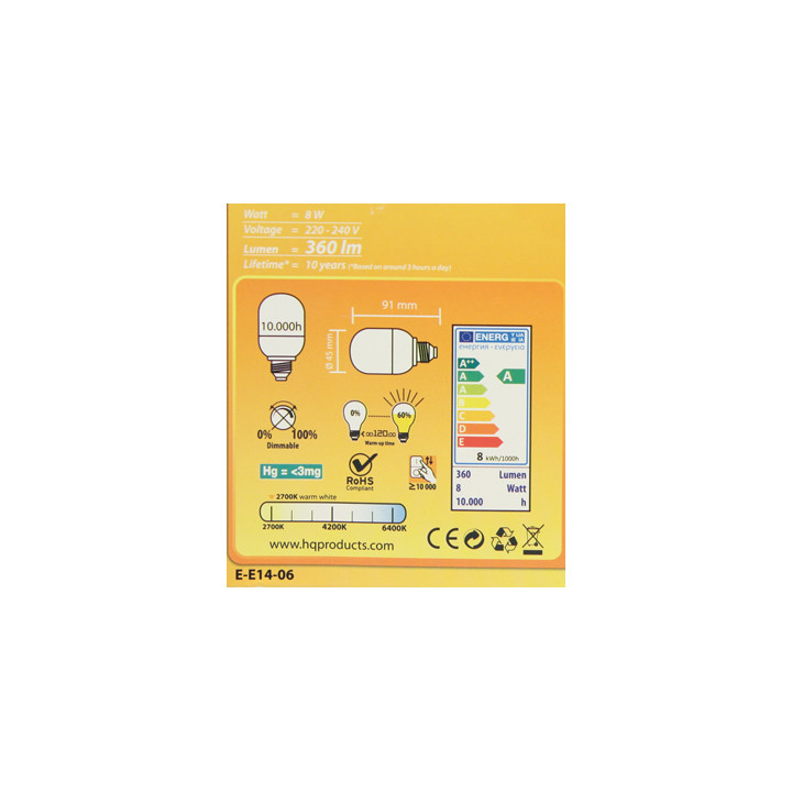 Hq esl ball t45 e14 8w hq - 1
