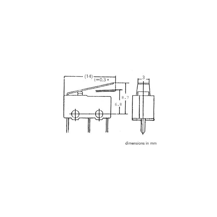 Subminiature microswitch interruptor micro switch con palanca 3a ms3-lpcb velleman - 3