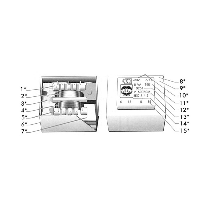 Printtransformator 1.2va 1x9v 1x0.133a 1090012m jr international - 2