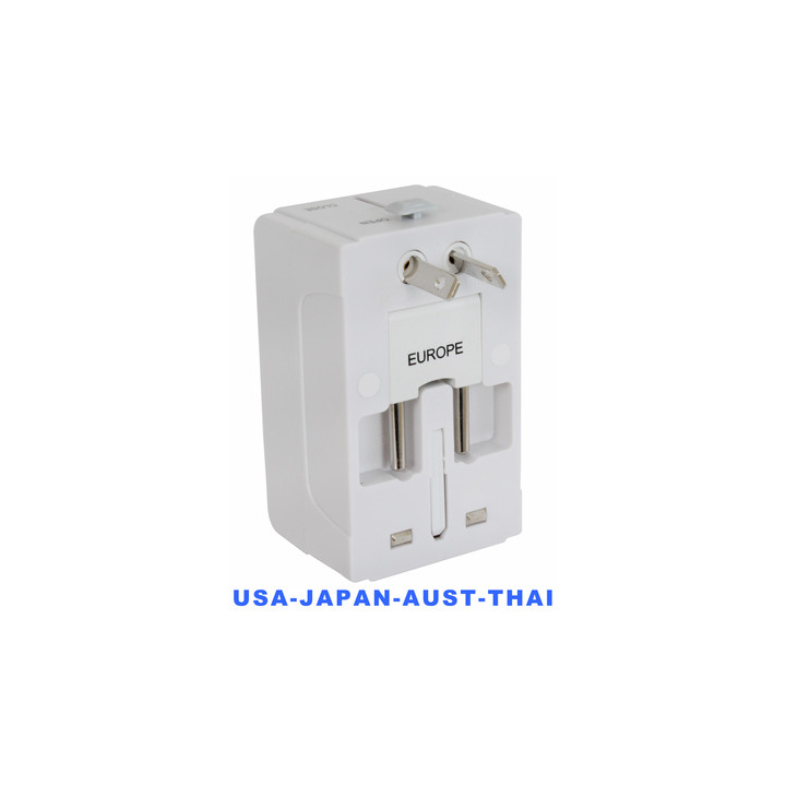 Adaptador conector electrico 150 paises con puerto usb viaje europa usa inglaterra uk australia jr international - 3