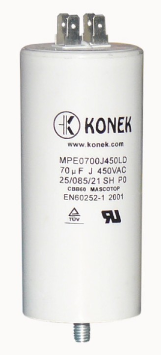 Capacitor 70 mf micro farad 450v 50 60 hz universal motor start capacitor with am terminal w1 11060 comar - 2