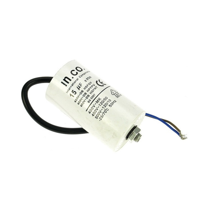 Electric capacitor condo with wire 15mf micro farad 450v booster cable capacitor porta capacitors aerzetix - 1