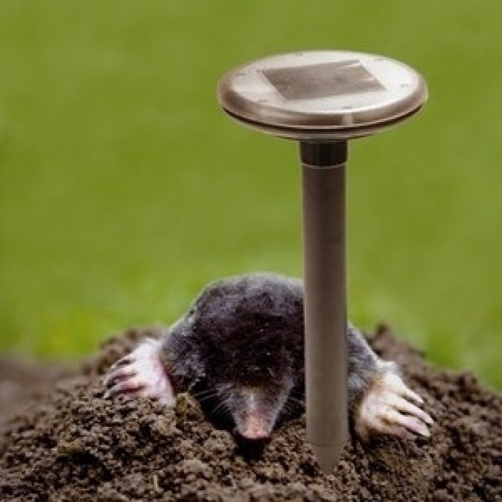 2 solar powered mole deterrent electronic ground rodent mole repeller, 25m 700m2 professional ultrasonic repelling system jr int