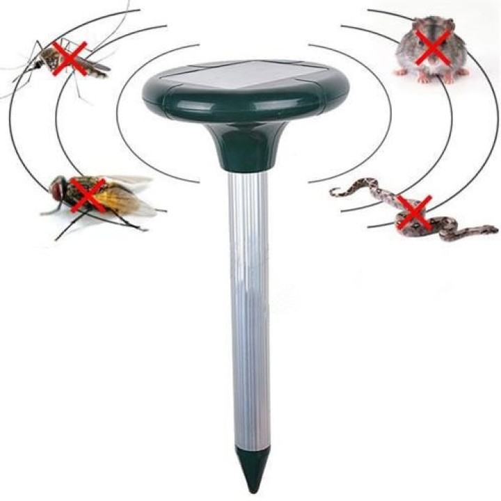 2 solar powered mole deterrent electronic ground rodent mole repeller, 25m 700m2 professional ultrasonic repelling system jr int
