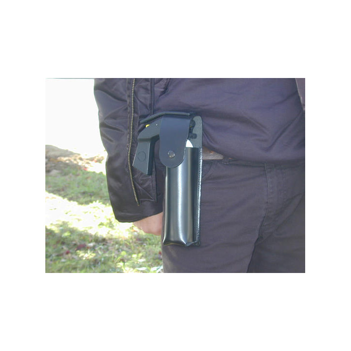 Holster for 300ml aerosol – clip – with flap for self defense spray geltg security defense security defense jr international - 1