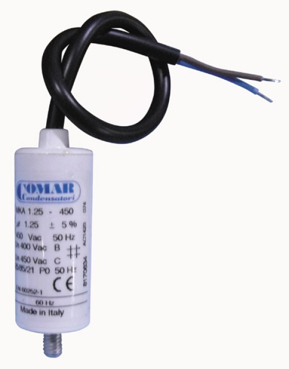 Condensador 1.25 micro farad 450v 50 60 hz condensador de arranque motor universal with wire jr international - 1