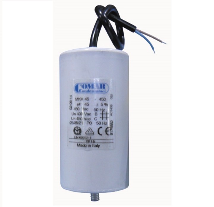 Condensatore a filo .45 mf micro farad 450v cavo di avviamento motore motorizzazione cancello w9 11230 jr international - 1