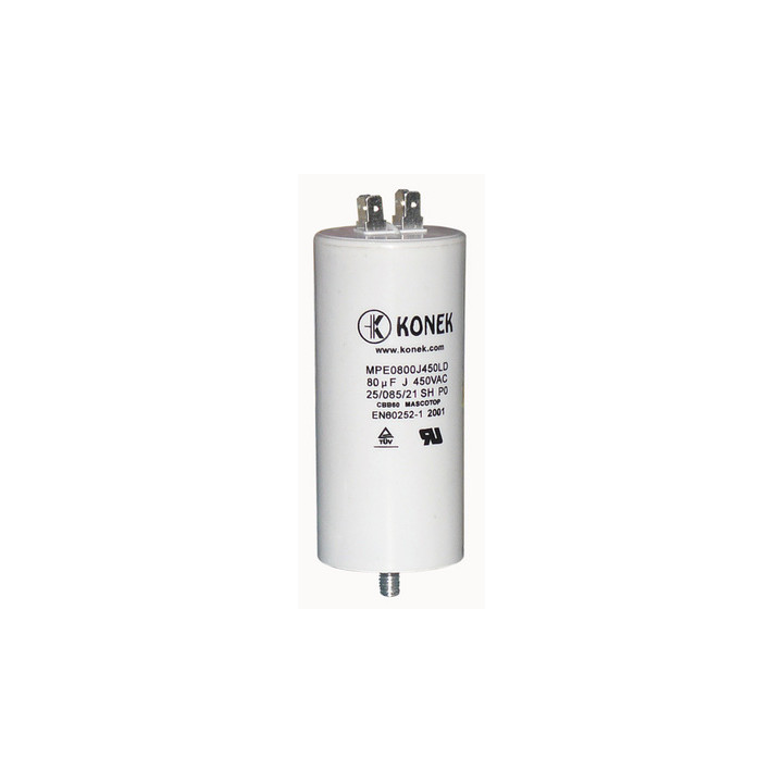 Capacitor 80 mf micro farad 450v 50 60 hz universal motor start capacitor with am terminal w1 11008 comar - 2
