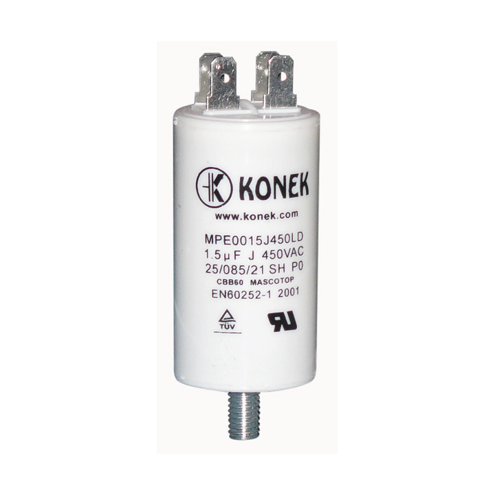 Capacitor 1.5 mf micro farad 400v 450v 500v 50 60 hz universal motor starter condo with terminal am w1 11010 hq - 1