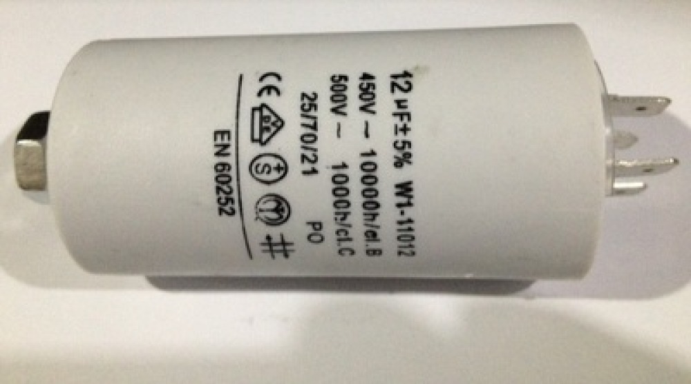 Capacitor 12mf micro farad 450v 50 60hz universal motor starter condo with terminal jr international - 1