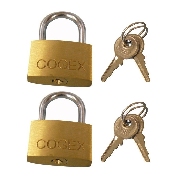 2 padlock, brass, 2 keys 25mm security lock opening closing jr international - 1