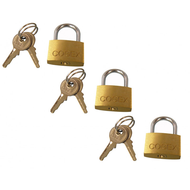 3 padlock, brass, 2 keys 25mm security lock opening closing jr international - 1