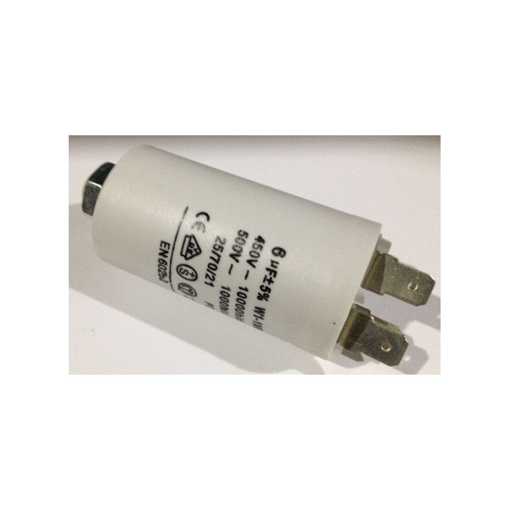 Condensador 6 micro farad 450v 50 60 hz condensador de arranque motor universal a borne w1 11006 jr international - 1