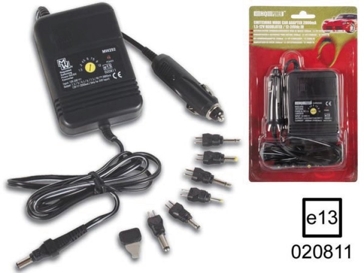 Stabilisierter kfz adapter umschaltbar 2000ma 1.5 12v 12 24vdc in hq - 1