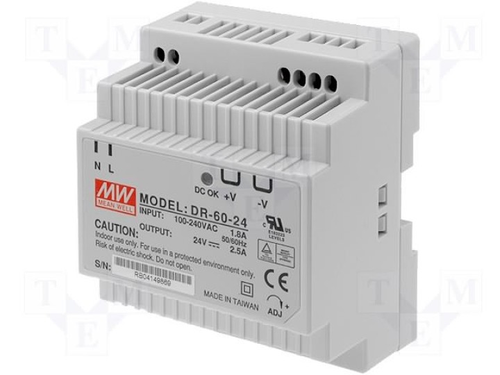 Alimentazione 24vdc 60w din un psin06024d decoupage velleman - 1