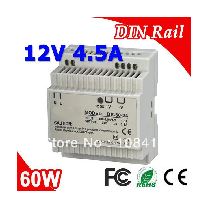 60w single output industrial din rail power supply 12v 4.5a for professional use only dr-60-12 velleman - 2