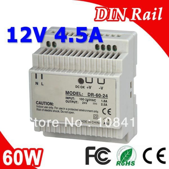 60w single output industrial din rail power supply 12v 4.5a for professional use only dr-60-12 velleman - 2