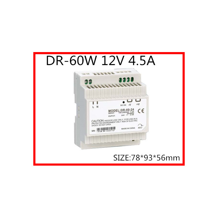 60w single output industrial din rail power supply 12v 4.5a for professional use only dr-60-12 velleman - 4