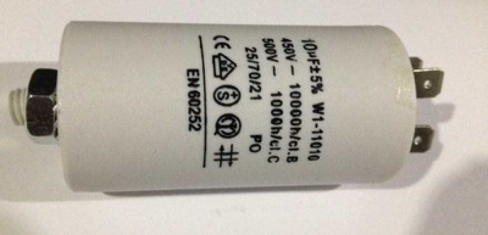 Capacitor 10 mf micro farad 450 v 50 60 hz universal motor starter condo with terminal am w1 11010 fixapart - 1