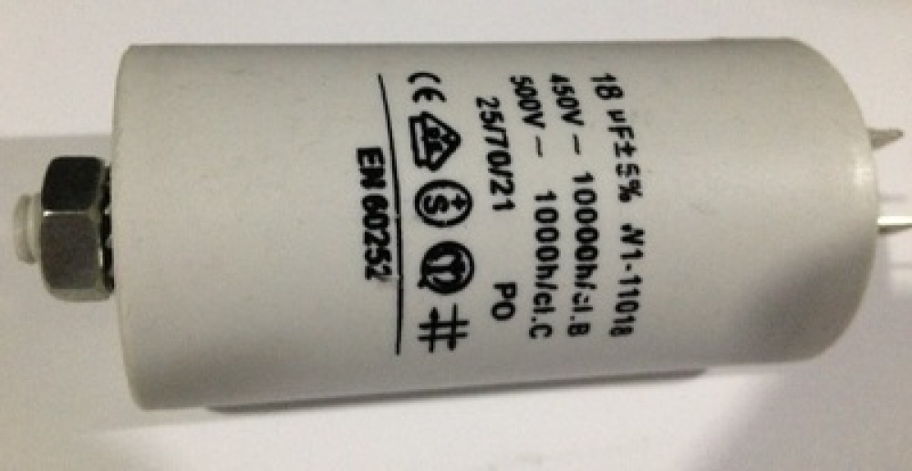 Capacitor 18 ouf 450 v + earth jr international - 1