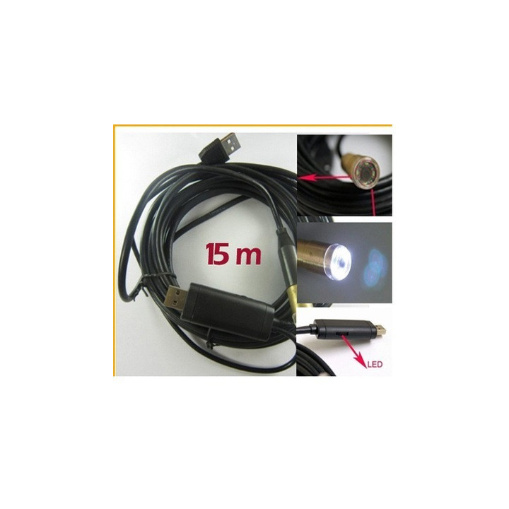 15m usb video cámara de inspección endoscopio tubo de color del tubo de desbloqueo llevó impermeable ip66 jr international - 8