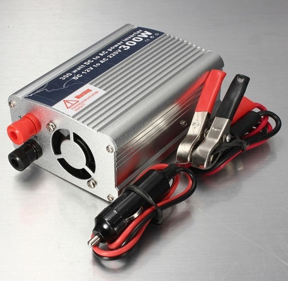 Convertitore 12v a 220v 300w 600w picco usb clip spina coccodrillo e adattatore universale jr international - 1