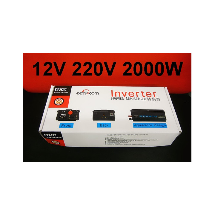 Convertidor electrónico tensión 12cc 220vca 2000w 12 220 12v 220v eléctrico 210v 230v 235 240v cen - 1
