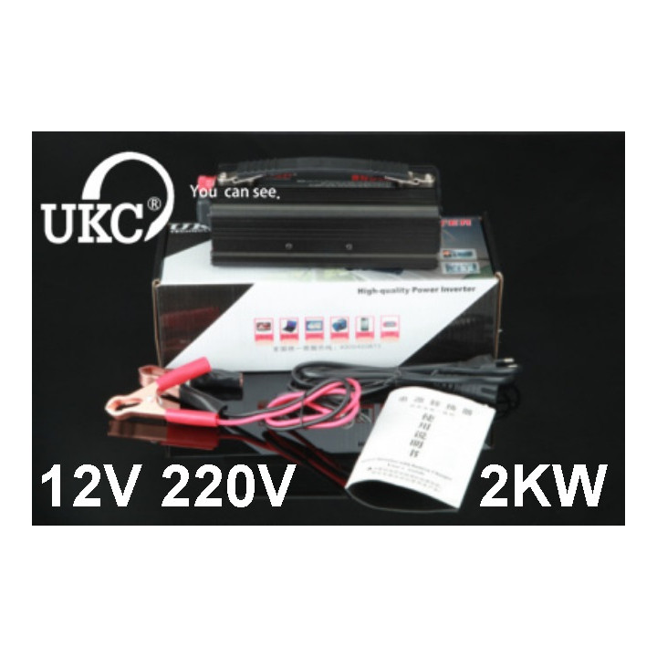 Modified sine wave power inverter 2000w 12vdc in 230vac out french plug 'auto restart' jr international - 1