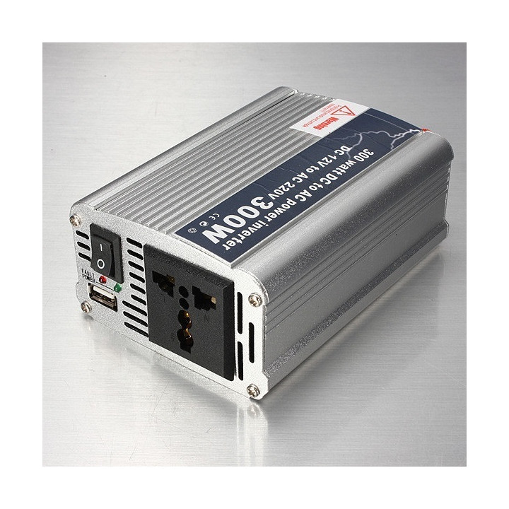 12v a 220v 300w convertidor de 600w pico usb pinzas de cocodrilo conector y adaptador universal jr international - 2
