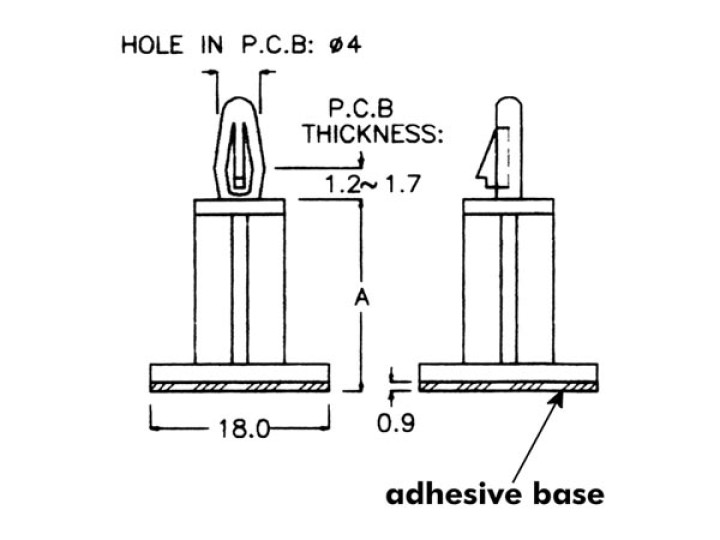 Soporte para circuitos impresos ( unidad) apertura 4mm altura 5mm jr  international - 1