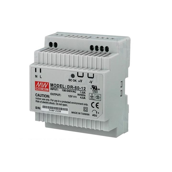 Schaltnetzteil 1 ausgang 60w hutschienemontage 12v 4a nur fur professionnelle anwendung dr-60-12 jr international - 2