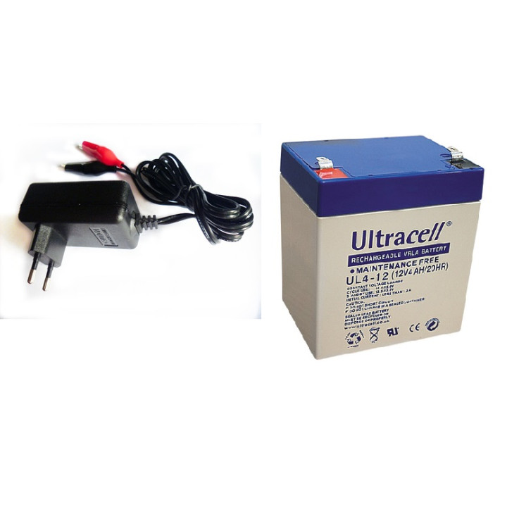 lotto 1 12v 4ah batteria + 1 caricatore 220v 12v jr international - 1