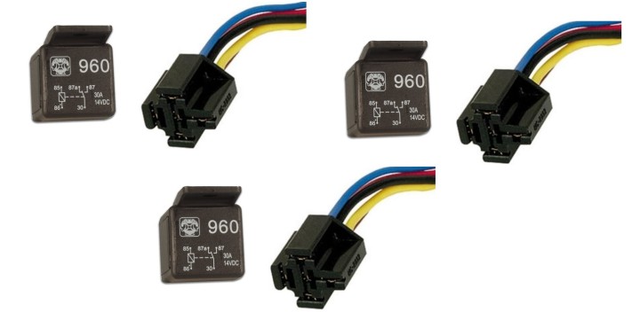 3 x 20a 30a 12v relè automotive 1 contatto no / nc 5 pin + 1 supporto del perno jr international - 1