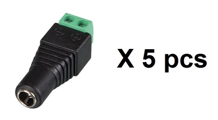 5.5 x 2.1mm enchufe de CC a los tornillos de conexión hembra (5 piezas) CD021 velleman - 1