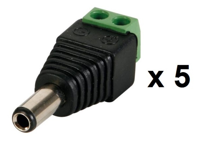 5,5 x 2,1 millimetri maschio CC per viti di connessione maschio 5 pezzo CD022 velleman - 1