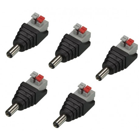 Power plug 2.1 mm male to 2 pin connection spring 5 pcs cd032 velleman - 1