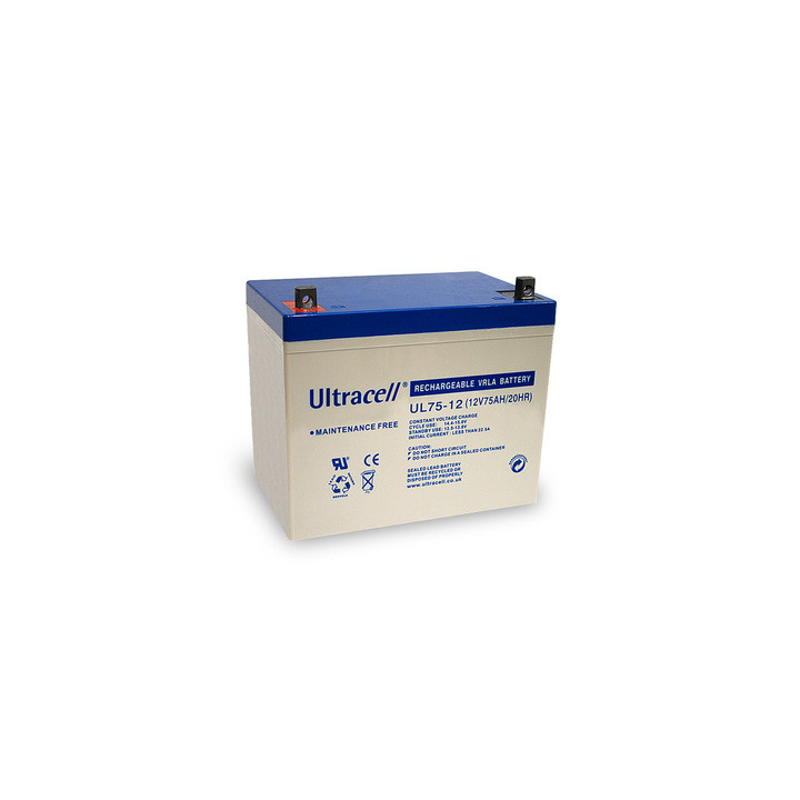 Bateria recargable 12v 75ah 75a ul75 12 solar eolico acumulador gel estanco impermeable plomo ciclico jr international - 1