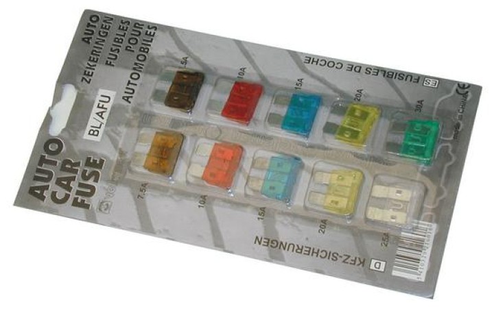 Set mit 10 kfz sicherungen 7.5a 10a 15a 20a 25a 30a velleman - 1