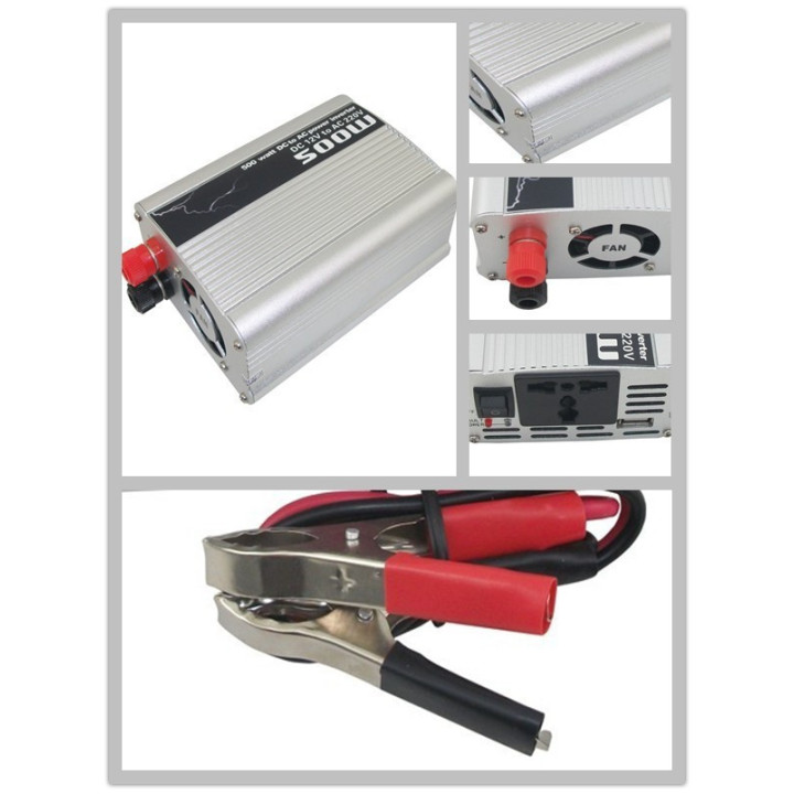 DC12V AC 220V 500W USB Car Power Inverter Adapter Spegnimento automatico termico jr international - 5