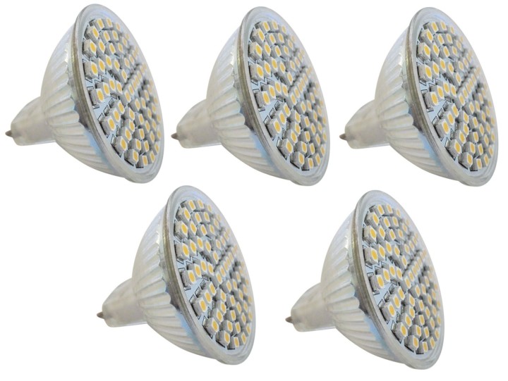 5 x Lampara led smd x60 mr16 12v blanco iluminacion gu5.3 ev610mr iluminacion bajo consumo jr international - 1