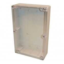 Sealed polycarbonate box light grey with clear lid 220 x 146 x 55mm