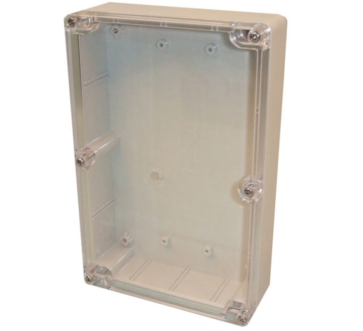 Sealed polycarbonate box light grey with clear lid 220 x 146 x 55mm jr  international - 5