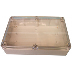 Sealed polycarbonate box light grey with clear lid 220 x 146 x 55mm jr  international - 1