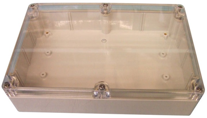 Sealed polycarbonate box light grey with clear lid 220 x 146 x 55mm jr  international - 1