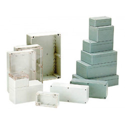 Sealed polycarbonate box light grey with clear lid 220 x 146 x 55mm jr  international - 2